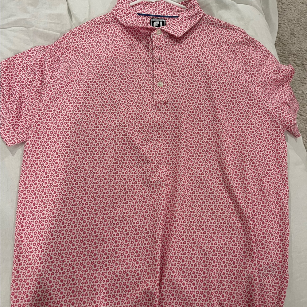 Footjoy pink floral pattern golf shirt size large